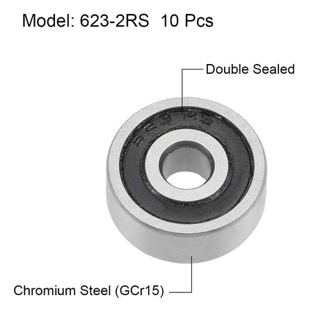 Compact Deep Groove Ball Bearings 3mm ID 10mm OD 4mm Thick Double Sealed Chrome Steel GCr15 Built To Last For Heavy Load And Low Noise