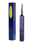 VANDESAIL LC fiber cleaner pen beside blue packaging box; one-click reusable cleaner for LC/MU adapters