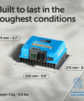 SmartSolar MPPT Charge Controller With Bluetooth 60A 250V MC4 NH354, detailed dimensions on rugged build
