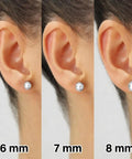 White Gold Ball Stud Earrings 6mm Set With Real 14K Gold, Ultra Bright High Polish Mirror Finish That Refracts Light, Tarnish Resistant, Secure Push Back Closures, Everyday Sparkle That Looks Dope For Work Or Night Out, 6 mm on ear