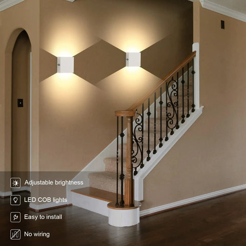Rechargeable Battery Powered Touch Wall Sconce Set Of 2 White Small Up And Down Wall Lights Indoor Dimmable Cool White USB
