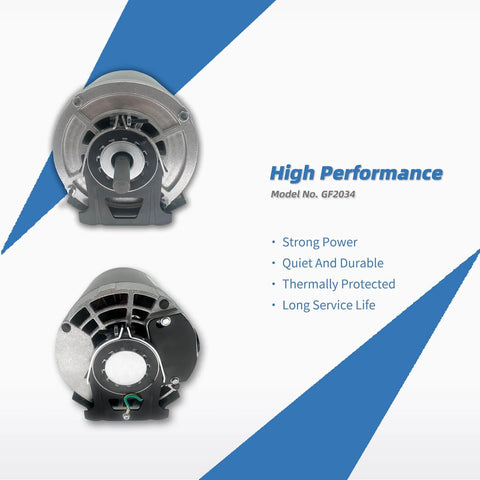 Front and back view of 1/3HP 115V Blower Motor 1725RPM 48 Frame 60Hz Includes 7.5uF 370V Capacitor with performance features