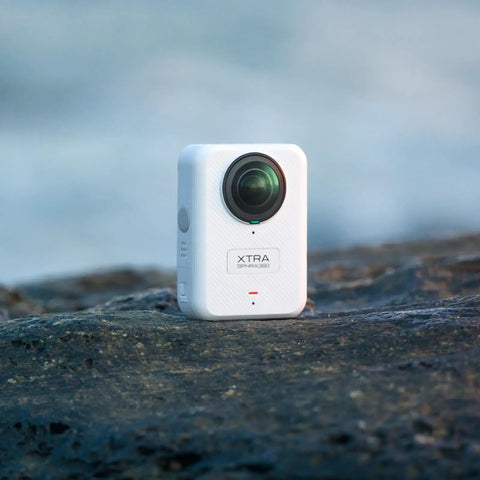 White 8K Panoramic 360 Camera For Vlogs And Adventure Shots With 1 Inch Sensor Equivalent 100MP High Resolution Waterproof Action Cam