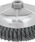 Knotted Wire Cup Brush, 6-Inch, 5/8-11 Arbor, Carbon Steel, High RPM Rated to 6600, Internal Holding Plate for Safety