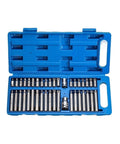 Top Tier 40 Piece Torx Star Spline Hex Socket Bit Set For Your Garage Kit open blue case with Cr-V steel bits