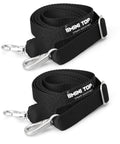 Adjustable Black Bimini Top Straps Set For Boats, heavy-duty nylon, 24-60 inch, with stainless steel snap hooks, two-pack