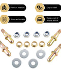 4 Piece Door Hinge Pin And Bushing Repair Kit For Chevrolet Full Size GMC Vehicles components, nuts, washers, pins, bushings in gold finish