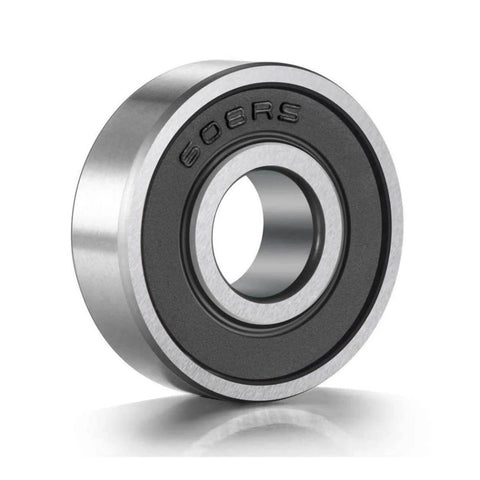 608-2RS 8mm x 22mm x 7mm Sealed Deep Groove Ball Bearings with double rubber seals, shown close-up, made from hardened steel