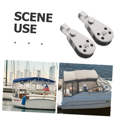 Heavy Duty Marine Pulley Blocks Four Pack With Stainless Steel Bearings for kayak hoist and sailing rigging rope pulleys use on boats.