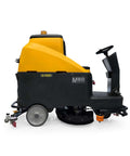 Side view of a Beast Ride On Floor Scrubber For Large Spaces With A 45 Inch Cleaning Path Delivers About 70 000 Sq Ft Per Hour Dual Disc Brush 53 Gallon Water Tank Heavy Duty Floor Cleaning Machine For Warehouses Malls And Industrial Use