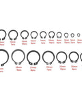 Retaining Ring Circlip Kit With 18 Sizes And 150 Pieces Boxed Set for easy secure snap installations and long lasting metal wear resistant performance.