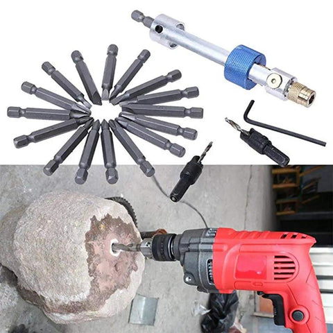 20Pcs Quick Change Drill Bit Set With Swivel Head Driver And Flip Drive, suitable for home garage and DIY fixes, shown in use.