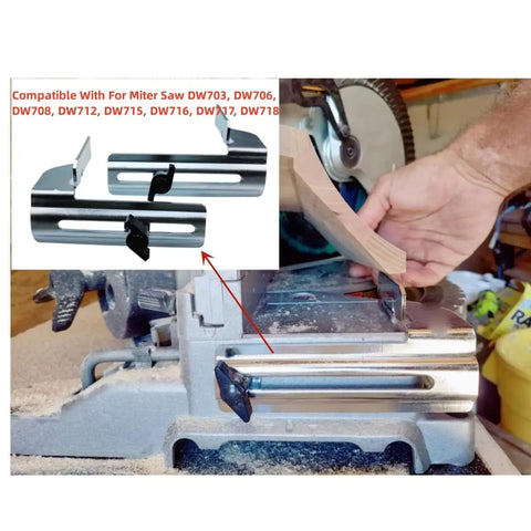 Professional Grade Crown Moulding Stops For Miter Saw with heavy-duty metal design holding wood vertical for precision cut.