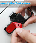 Close-up of 2 Pack Car Bumper Clip Hasp Universal Front And Rear Bumper Holder Security Hook Lock Clip Kit with adhesive tape.