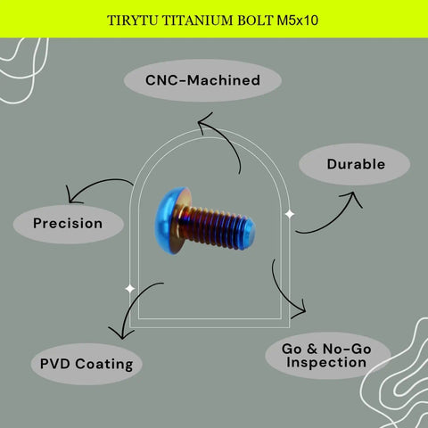 Titanium M5x10 Bolts 12 Pack Burnt Blue PVD Coated T25 Screws For Bike Disc Brakes And MTB Maintenance Lightweight Ride Ready.