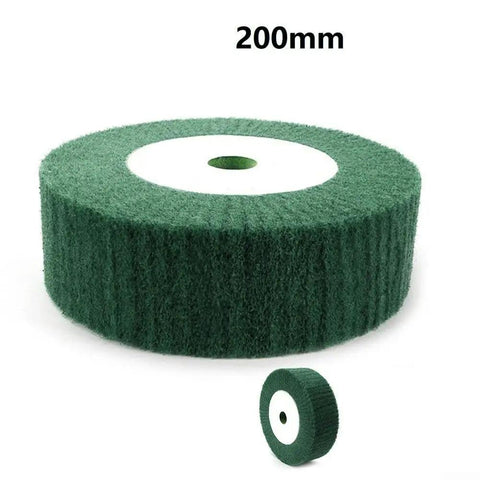 Flap Wheel For Metal Polishing And Rust Removal, 320 Grit Non Woven Nylon Disc, Abrasive Buffing Tool, 6 Inch Diameter, Green Color