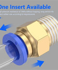 50 Piece Pneumatic Air Hose Fittings Kit With Push To Connect Connectors In 4mm 6mm 8mm 10mm 12mm Sizes And Thread Options One Quarter One Half One Eighth Three Eighth M5 For Quick Easy DIY Assembly In Workshop And Garage brass push-to-connect fitting with 8mm tube