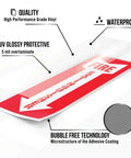 Fire Extinguisher Sign Sticker Set Of 36 4 By 12 Inch 5 Mil Vinyl Self Adhesive, showing features like waterproof and UV protected.