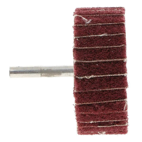 Bothyi Non Woven Polishing Wheels For Metal And Wood Deburring 60 X 25 X 6mm red grinding disc on a metal shaft.