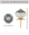 Gold And Navy Blue Ceramic Dresser Knobs Set Of 25 Handmade Boho Cabinet Knobs dimensions showing 1.6 and 3 inch sizes