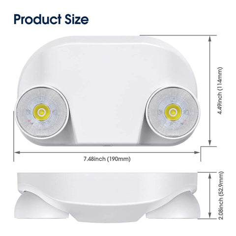 LED Emergency Light With Remote Capable And Adjustable Lamp Heads For Exit Lighting, Backup Battery Power, six pack, front view