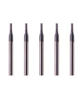 Set of five carbide square end mills, 1/16-inch, 4-flute milling bits