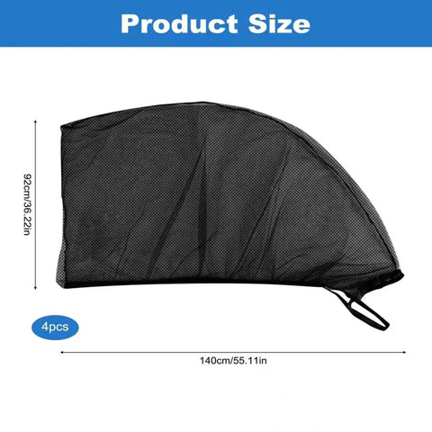 Product size dimensions of Custom Fit Car Window Mesh Sun Shade For Tesla Cybertruck 2024 2025 2026, black mesh, 4 pieces.