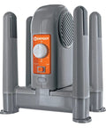 Heavy Duty Electric Shoe And Boot Dryer With Convection Heat. Gray four port dryer for boots and ski gear, front view.