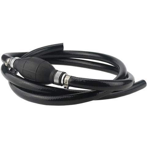 Six Foot Universal Fuel Line Kit For Marine Outboard Boat Motor And RVs With Three Eighths Inch Hose Primer Bulb Steel Clamps Dual Check Valves Ethanol Compatible Low Permeation Design coiled view