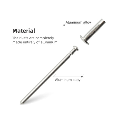 Tri-Fold Aluminum Blind Rivet Kit with 50 pcs tri grip bulb style pop rivets, aluminum alloy composition shown.