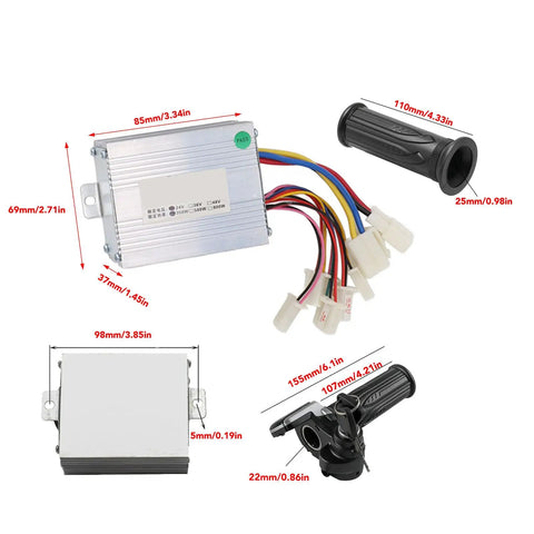 Brushed Motor Speed Controller For 24V 350W Electric Scooters With Locking Throttle Grip Clear Power Display High Stability Cables Low Failure Rate Dope For Night Rides And MX350 Compatible