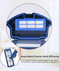 Must Have Spare Vacuum Accessories Kit For Robotic Vacuums Compatible With 11S Max 15C Max 30C Max And G15 G20 Series Includes 1 Roller Brush 6 Side Brushes 5 Unibody Filters For Quick Easy Replacement showing blue unibody filter