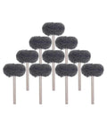 Dope 10 Pack Of 25mm Nylon Abrasive Brush Wheels With A Sturdy 3mm Shank For Mini Grinders and Rotary Tools arranged in a pyramid.