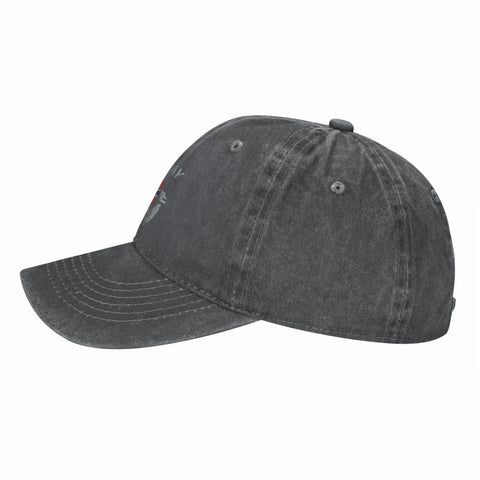 Side view of Denim Baseball Cap With Adjustable Metal Buckle, Classic Retro Trucker Sun Hat For Adults, 100 Percent Cotton