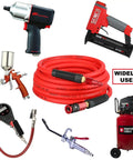 Slick Hybrid Air Compressor Hose 1/4 Inch By 25 Ft among various air tools like impact wrench, spray gun, and air compressor.