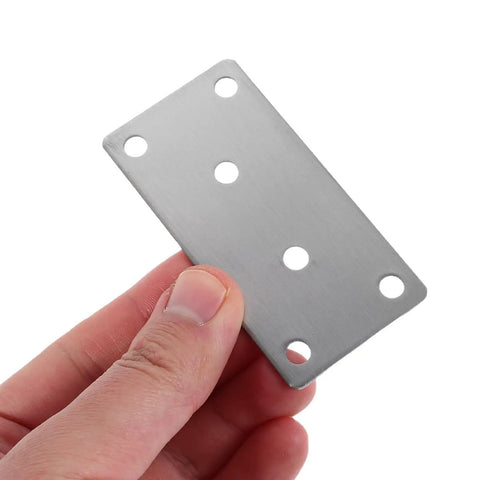 Rust Resistant Stainless Steel Corner Brackets Set Of 10 Flat Mending Plates For Wood Furniture Repair held in hand