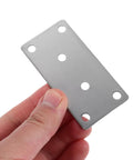 Hand holding Sturdy Stainless Steel Corner Brace Brackets 10 Pack Flat Mounting Plates For DIY Wood Furniture Repair And Machinery Easy Install