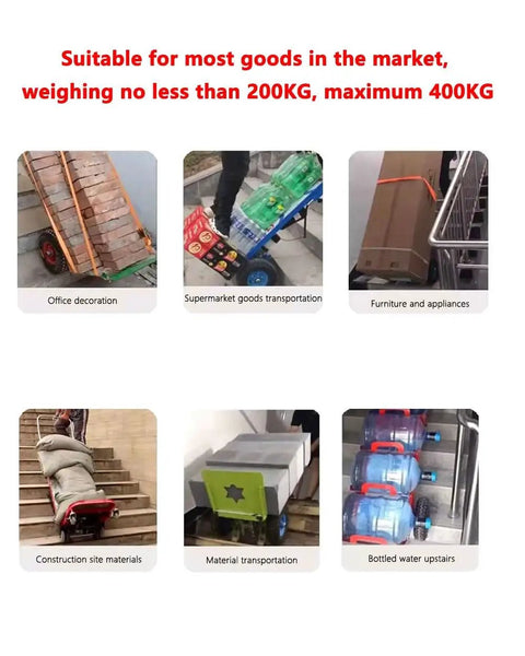 Smooth Electric Stair Climber Hand Truck Battery Powered Trolley Motorized Moving Cart For Home Relocation Heavy Duty Loader Tool carrying heavy goods.
