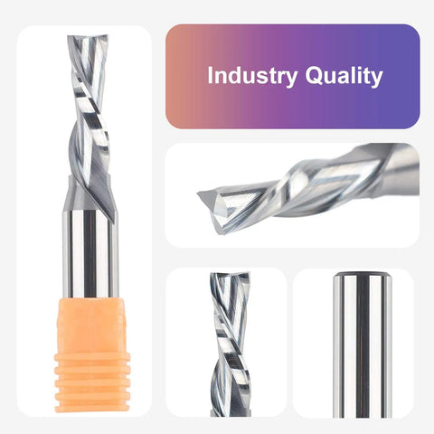 Carbide Downcut Router Bit Set For Woodworking With 3/8 Inch Cutting Diameter, 1/2 Inch Shank, multi-views showcasing CNC Spiral End Mills