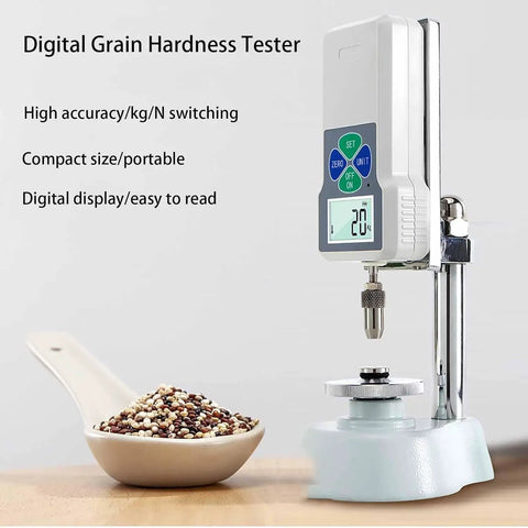 Real Sweet Sclerometer Durometer Machine With Crisp Digital Display For Wheat Rice Soybean And Mung Bean Testing on a stable platform with grains.