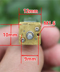 Precision Micro Metal Gear Motor With Compact Gear Wheel Runs slick on DC 3V to 6V, showing dimensions 12mm x 10mm x 9mm.