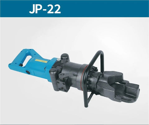 AoXhugB Handheld Electric Rebar Bender Machine For Cutting Threaded Steel Rods. Blue hydraulic cutter with solid cast iron head.