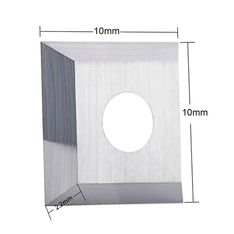 Square Carbide Inserts For Surfacing Router Bits, 10mm X 10mm, 2.2mm Thick, 30 Degree Cutting Angle, Tungsten Carbide