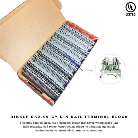 Box of Gray DIN Rail Terminal Block Screw Type 2.5N S13109 Ultra Compact 600V 20A 12-22AWG Industrial Electrical Block For Control Panels