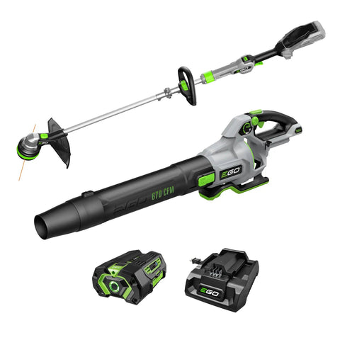 Cordless Trimmer And Blower Combo Kit With 56V 4.0Ah Battery And Charger POWERLOAD Technology 15 Inch Trimmer 670 CFM Blower.