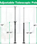 Security Bar And Sliding Glass Door Lock Adjustable Door Jammer With Interchangeable Caps And Rubber Tips Lightweight Portable Two Pack For Apartment Home And Travel Protection Black showing telescopic adjustable poles from 20” to 51”.