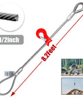 Single Leg Wire Rope Sling 2.5 Ton Vertical Rating, 0.5 Inch Diameter, 8.2 Foot Length, Flemish Eye Loop Turnback With Thimble