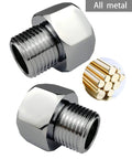 Swivel Garden Hose Adapter 3/4 GHT Female To 1/2 NPT Male Brass Fitting Chrome Finish Easy Rotating Nut For Quick Leak Free Connection From Hose To Shower And Other Outdoor Water Accessories, chrome brass adapter