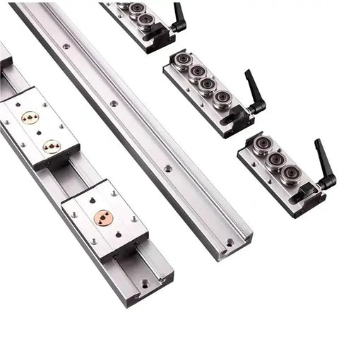 Top Tier Silver Dual Axis Linear Guide Sgr10 Block With 28mm Width fits 500 600 800 And 1000mm long runs for 3D printer builds.