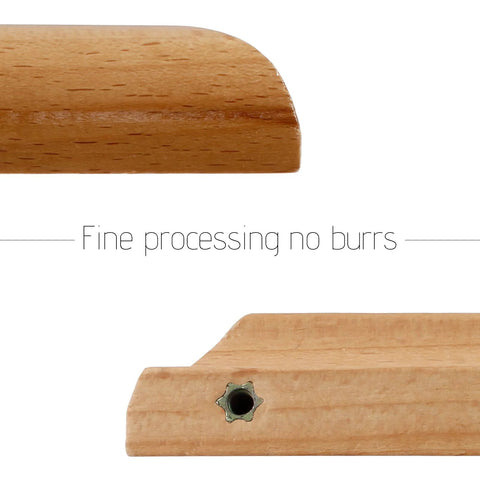 Close-up of Wooden Handle Set 64mm Hole Centers Decorative Furniture Pulls, highlighting smooth finish and natural log color.